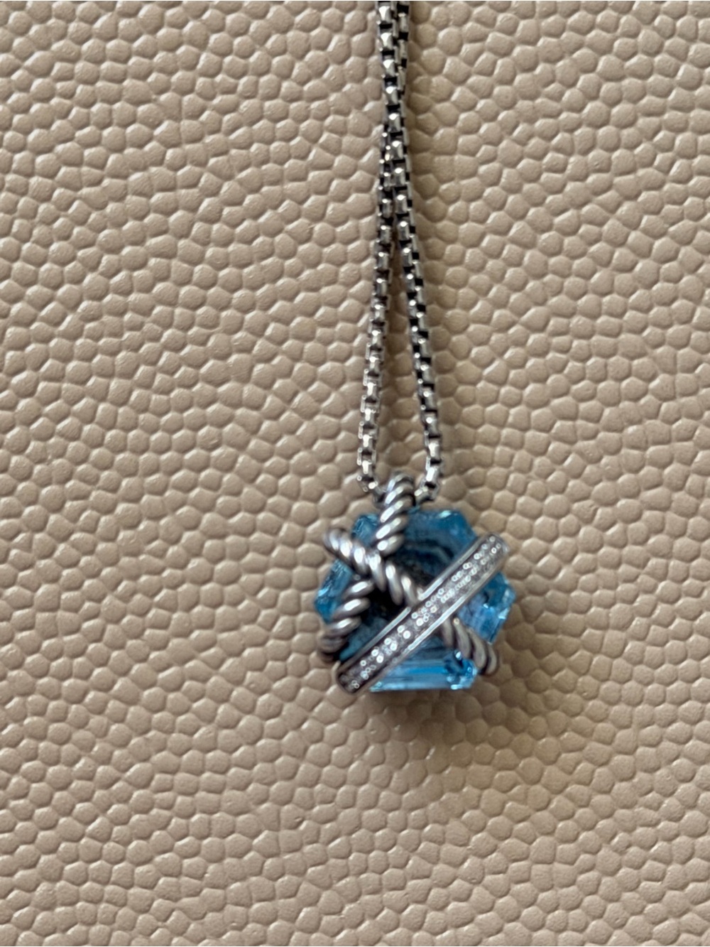 David Yurman Cable Wrap Necklace - Sterling Silver Blue Tooaz Pendant Necklace